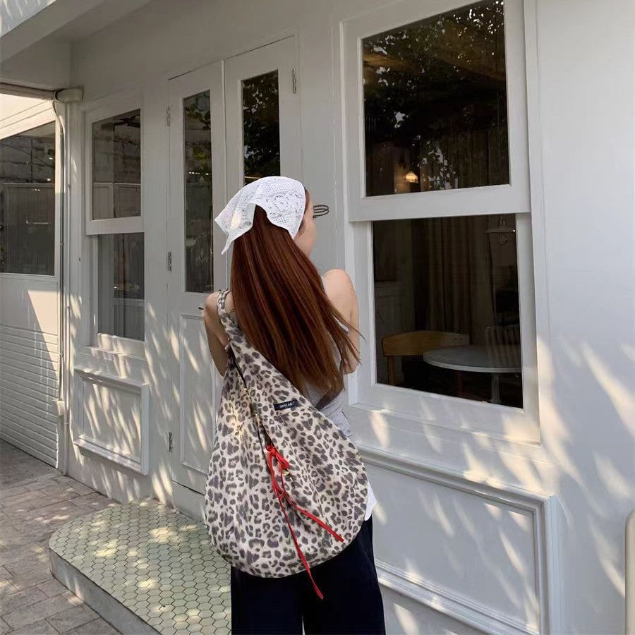 Retro Tote Bag Women's Fashion Leopard Print Large Capacity Shoulder Bag