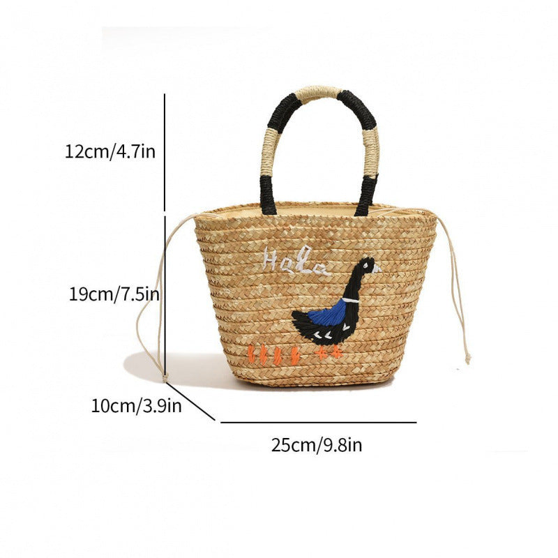 Women's Hand-woven Vegetable Basket Shoulder Tote Bag