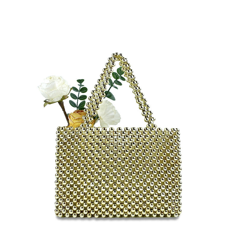 Hand-woven Metal Beads Steamed Crystal Bun Pearl Bag
