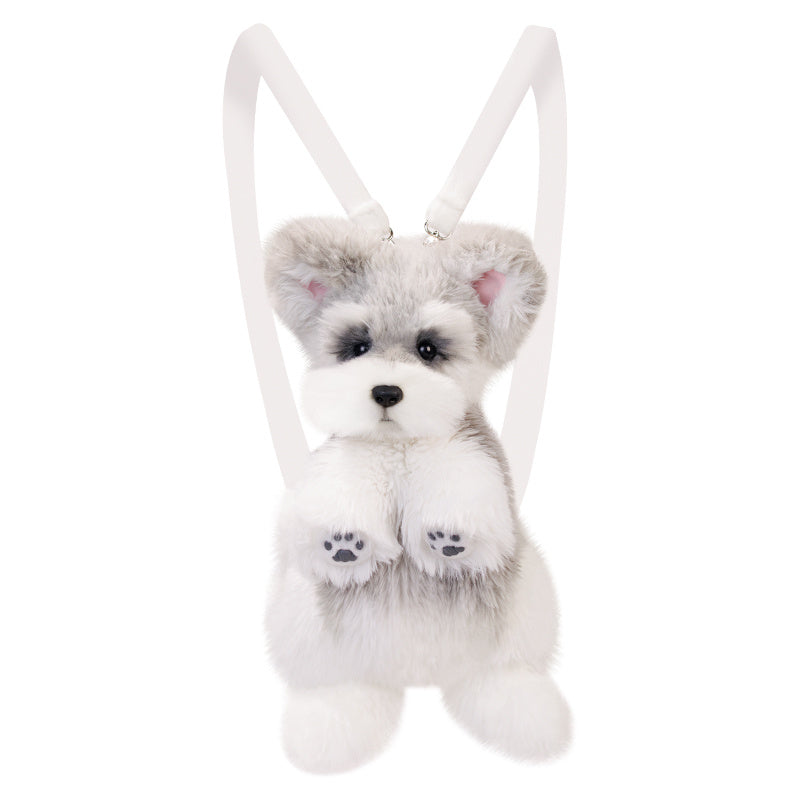 Schnauzer Backpack Backpack Simulation Plush Toy, Toy Figurine, Doll