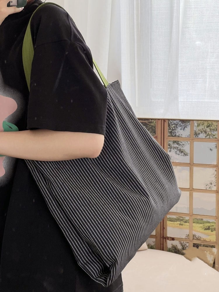 Plaid Canvas Multi-layer Tote Casual Shoulder Bag