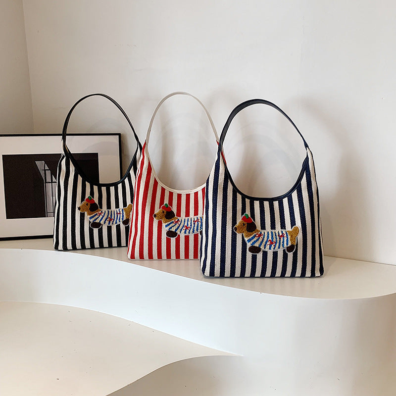 New Embroidery Cartoon Anime Large Capacity Shoulder Bag