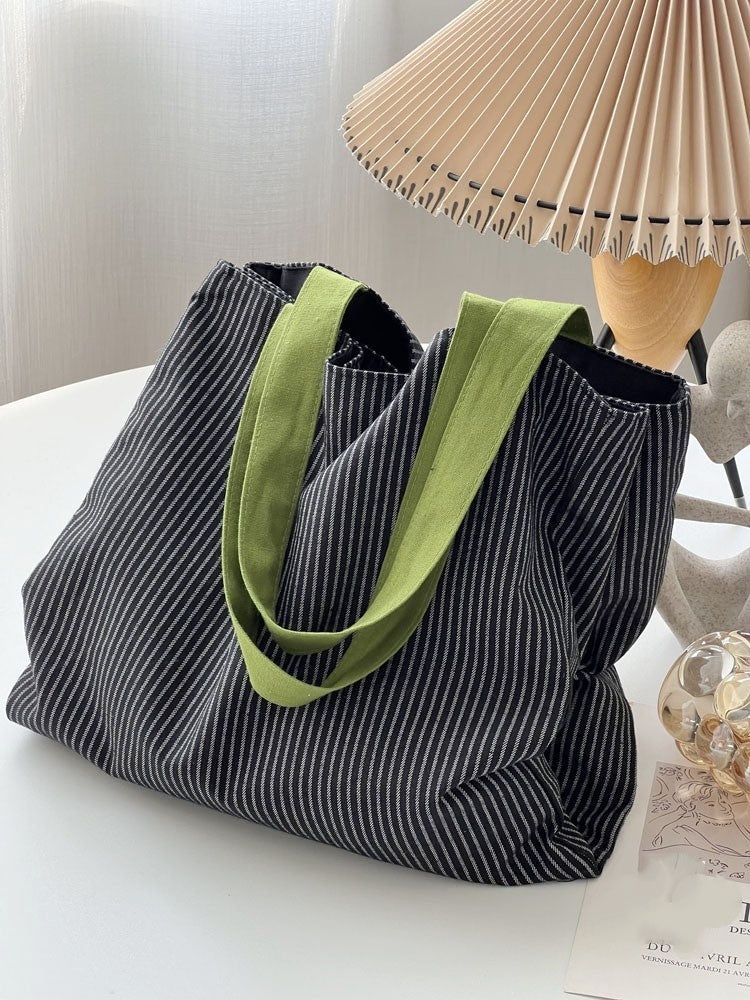 Plaid Canvas Multi-layer Tote Casual Shoulder Bag