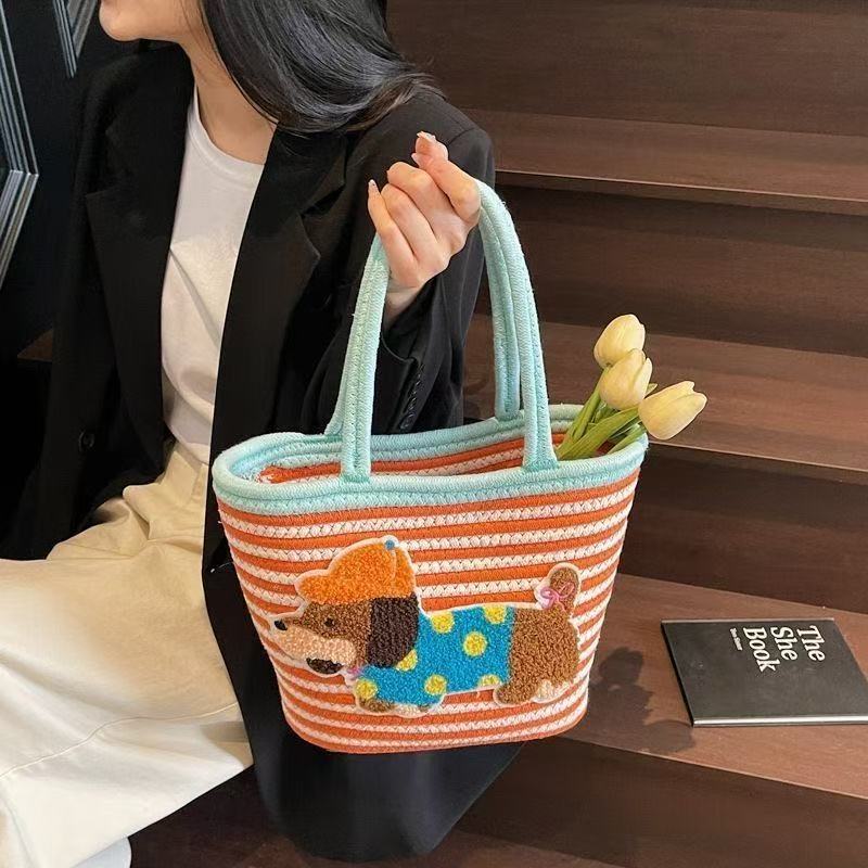 Sausage Dog Cute Dopamine Texture Woven Bag