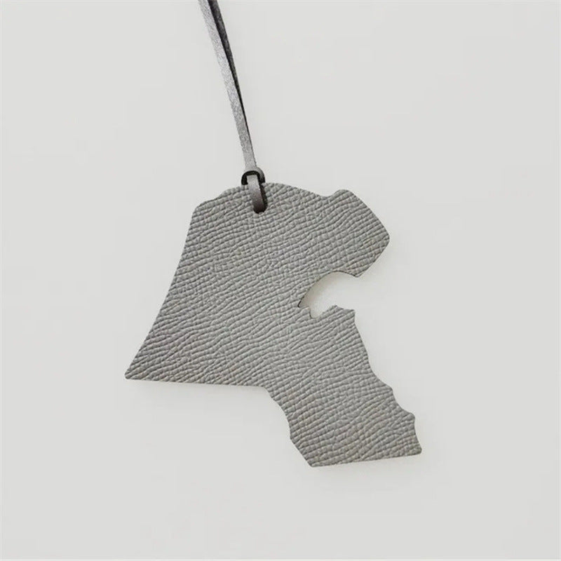 Map-shaped Leather Handbag Pendant