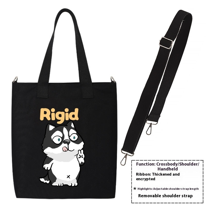 Shiba Inu Male And Female Shoulder Bag Canvas Large Capacity