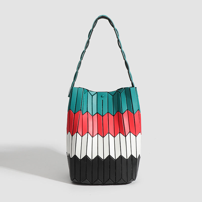 Geometric Rhombus Color Matching Shoulder Bag