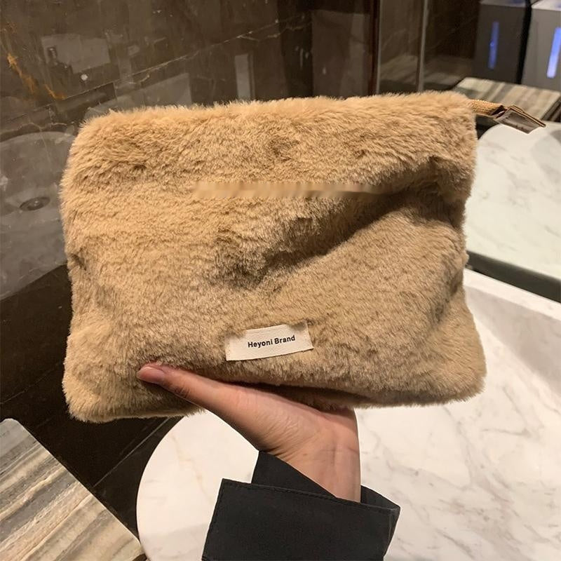 High-grade Plush Cosmetic Bag Women's Large Capacity