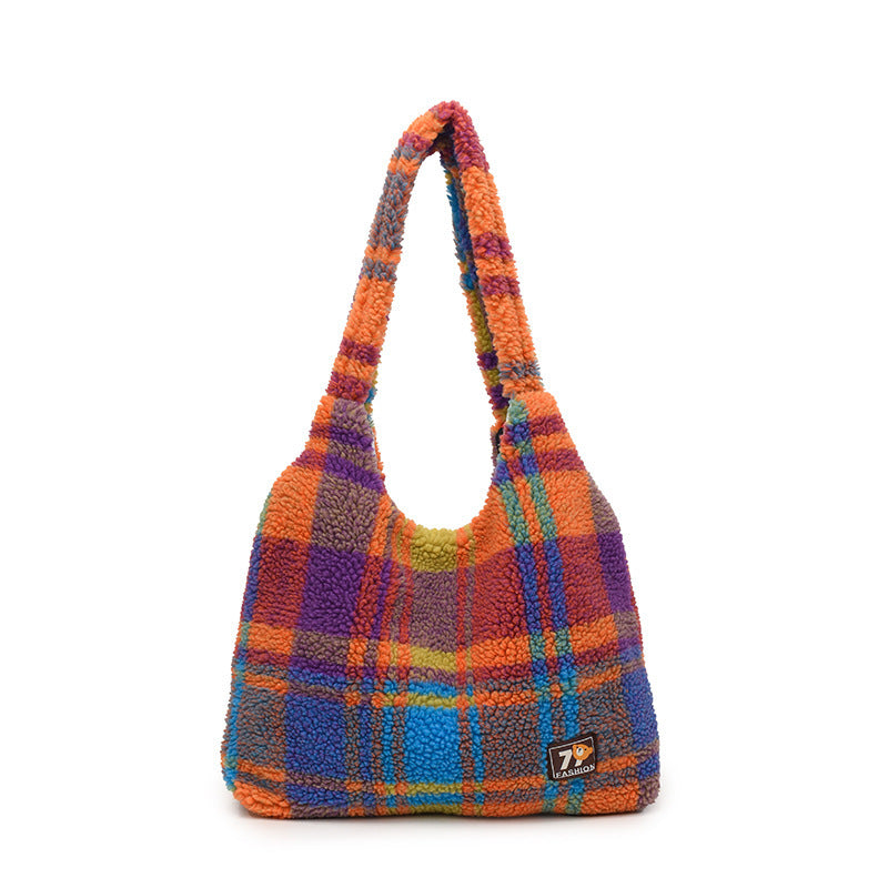 Women's Plaid Shoulder Crossbody Tote Bag Large Capacity Shoulder Underarm Bag
