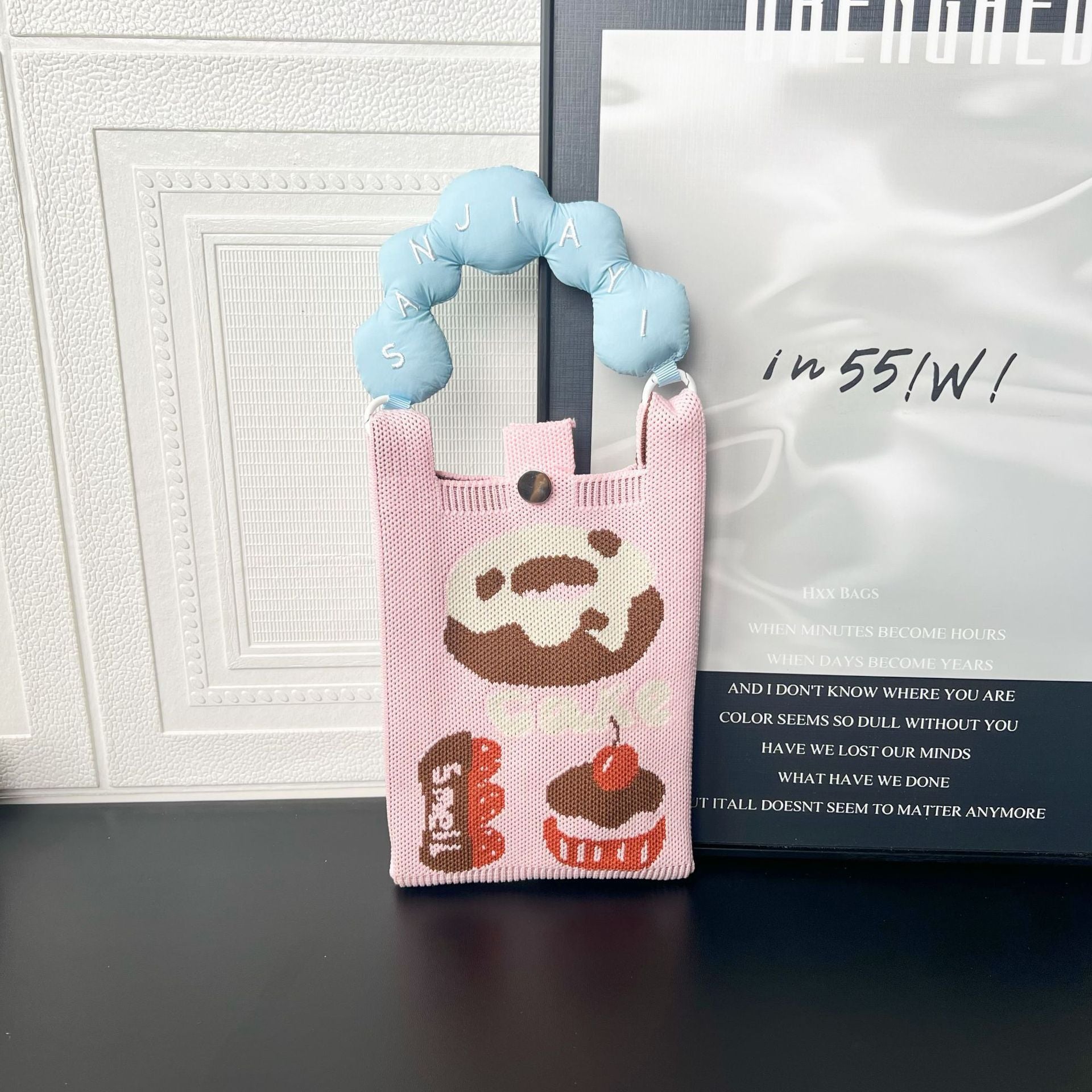 Cute Cartoon Knitted Bag Fashion All-match Messenger Bag High Sense Hand-carrying Shoulder Bag