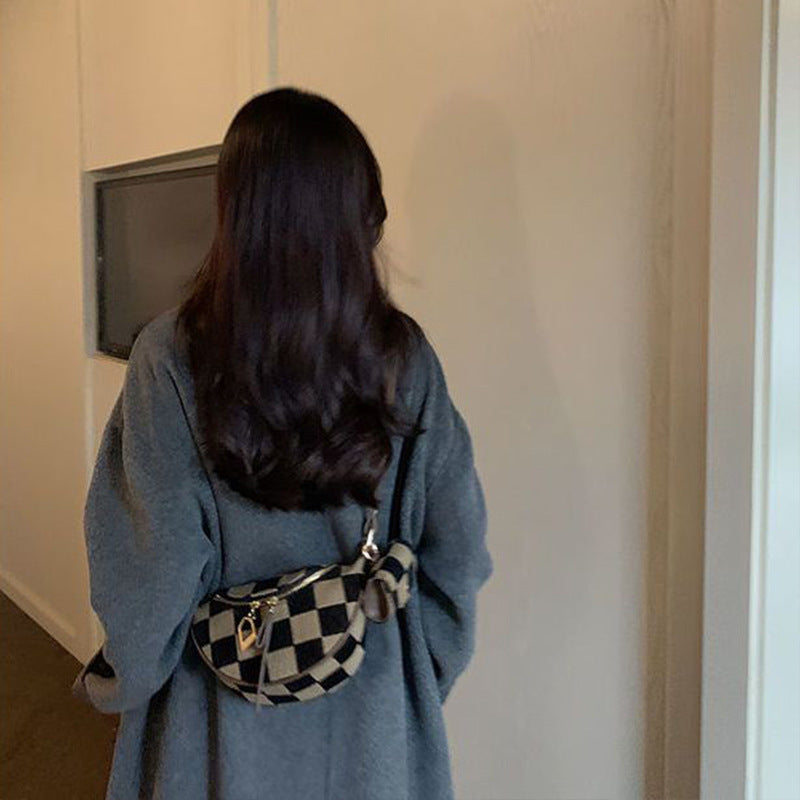 New Western Style All-matching Chessboard Plaid Crossbody Bag
