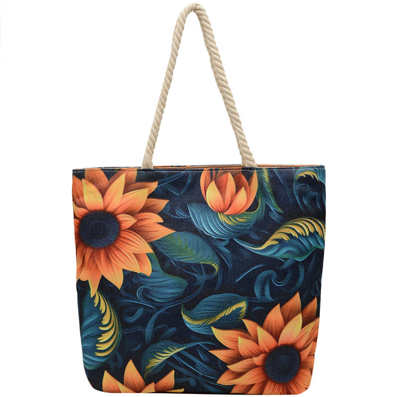 Canvas Fashion Linen Cotton String Shoulder Bag Simple Handbag