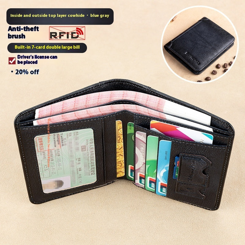 Men's Wallet RFID Anti-theft Swiping Ultra-thin First Layer Cowhide