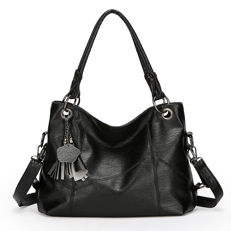Retro Large Capacity Soft Leather Stitching Handbag