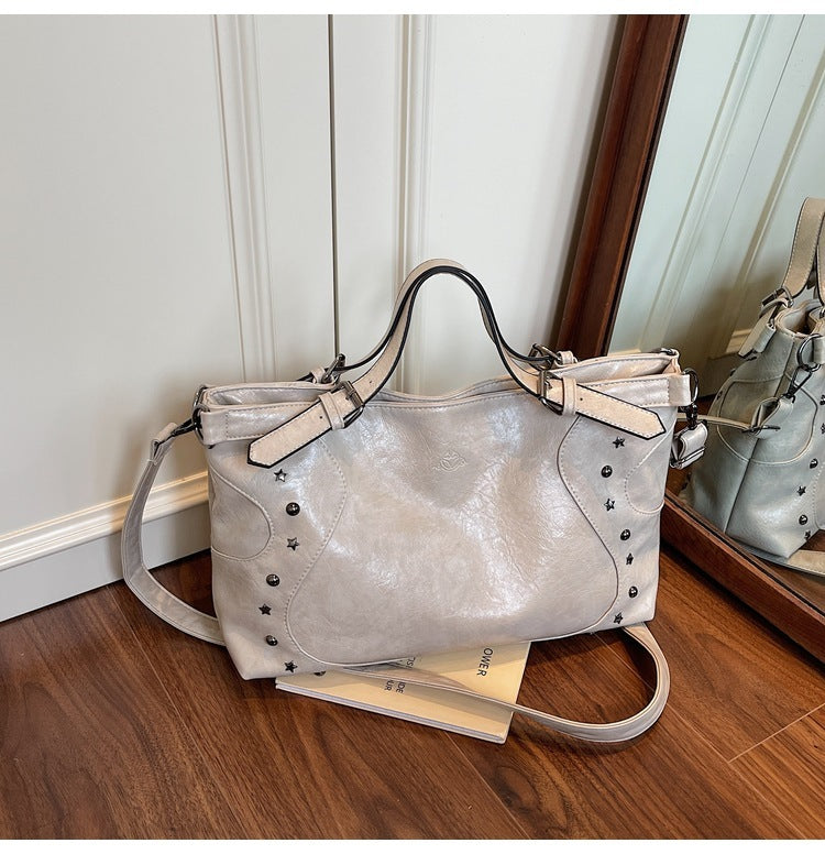 Retro Biker's Style Fashion Large Capacity Crossbody Handbag