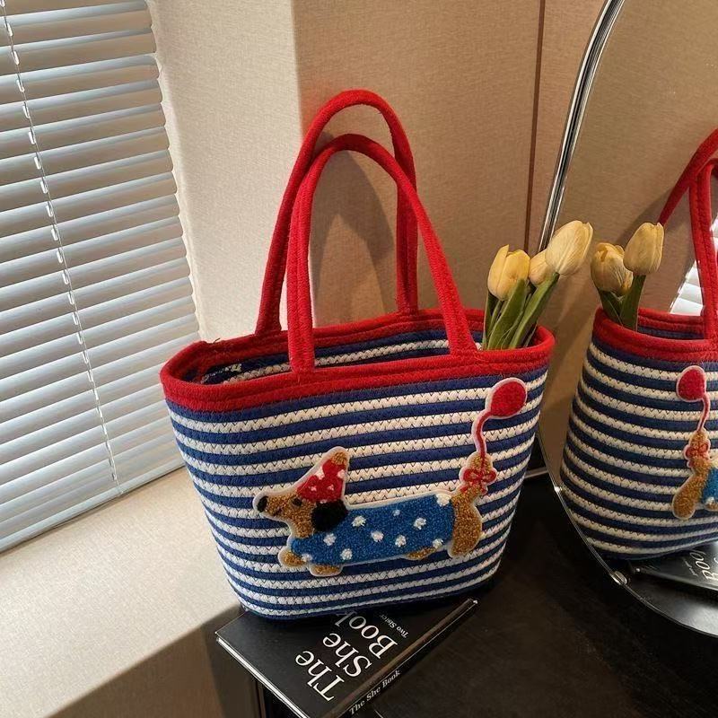 Sausage Dog Cute Dopamine Texture Woven Bag