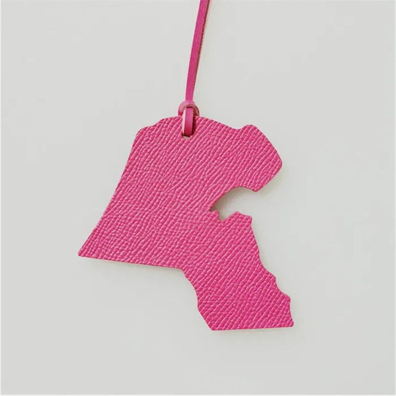 Map-shaped Leather Handbag Pendant