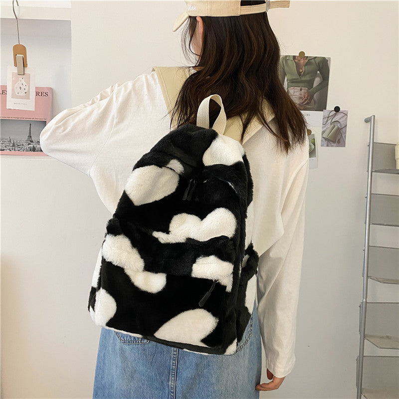 Internet Celebrity Autumn And Winter Furry Scarf Backpack