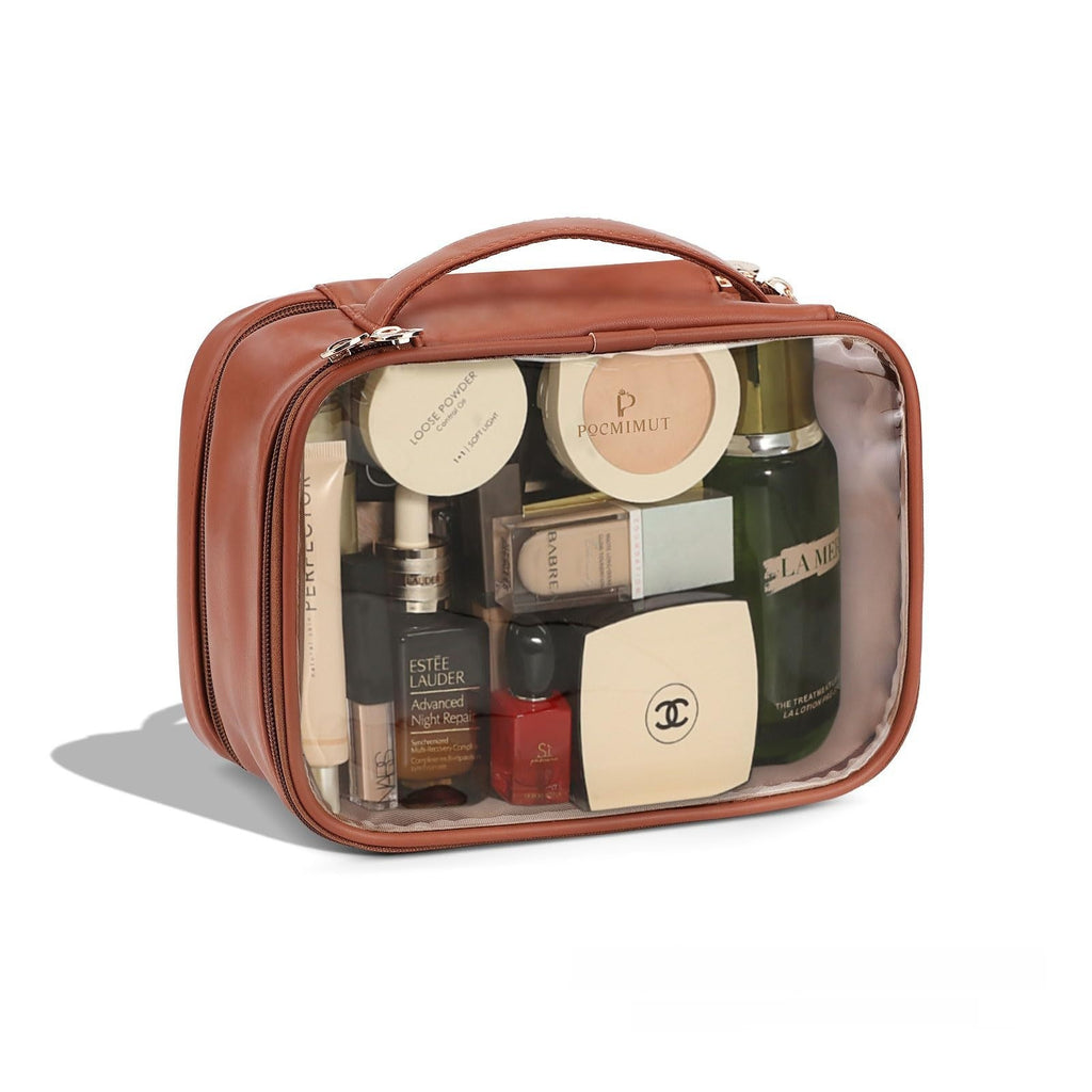 Leather Transparent Cosmetic Bag Travel Essential