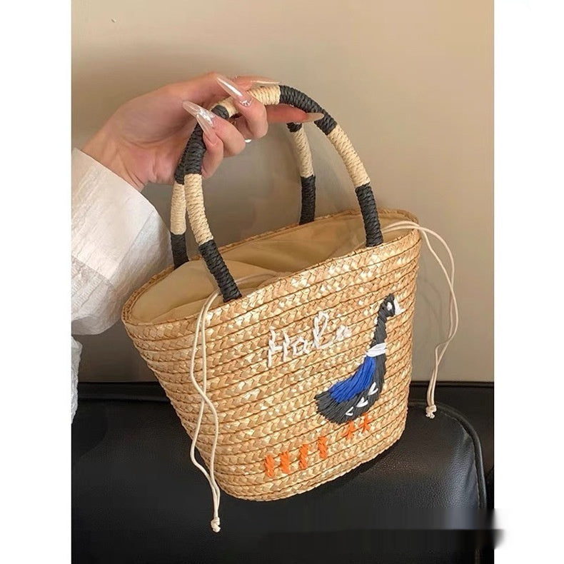 Women's Hand-woven Vegetable Basket Shoulder Tote Bag