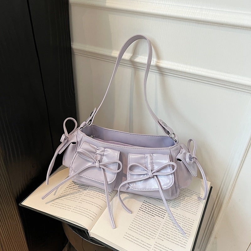 Tassel Bow Women's Bag Multi-pocket Pleated Large Capacity