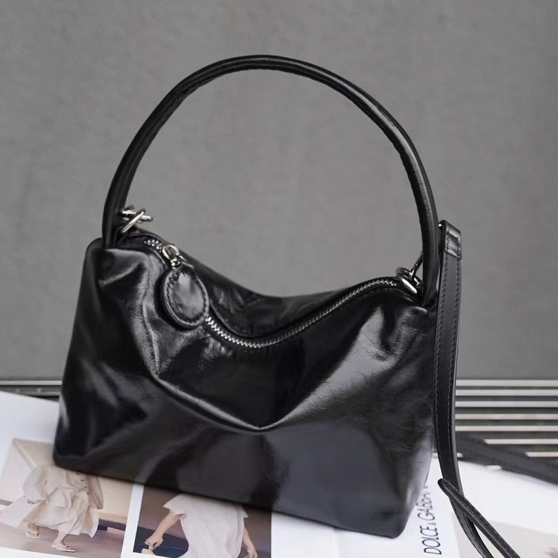 Korean Style Vintage Patent Leather Glossy Shoulder Underarm Bag