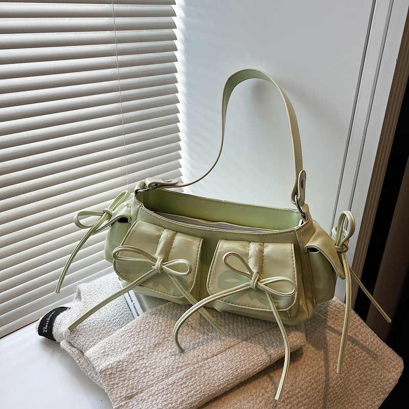 Tassel Bow Women's Bag Multi-pocket Pleated Large Capacity