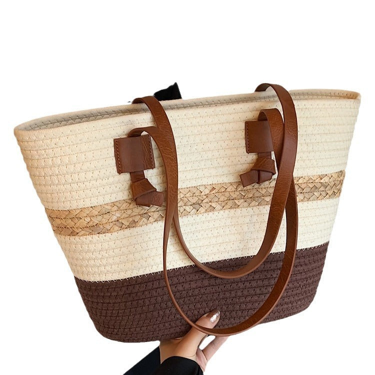Straw Woven Tote Large Capacity Beach Shoulder Bag