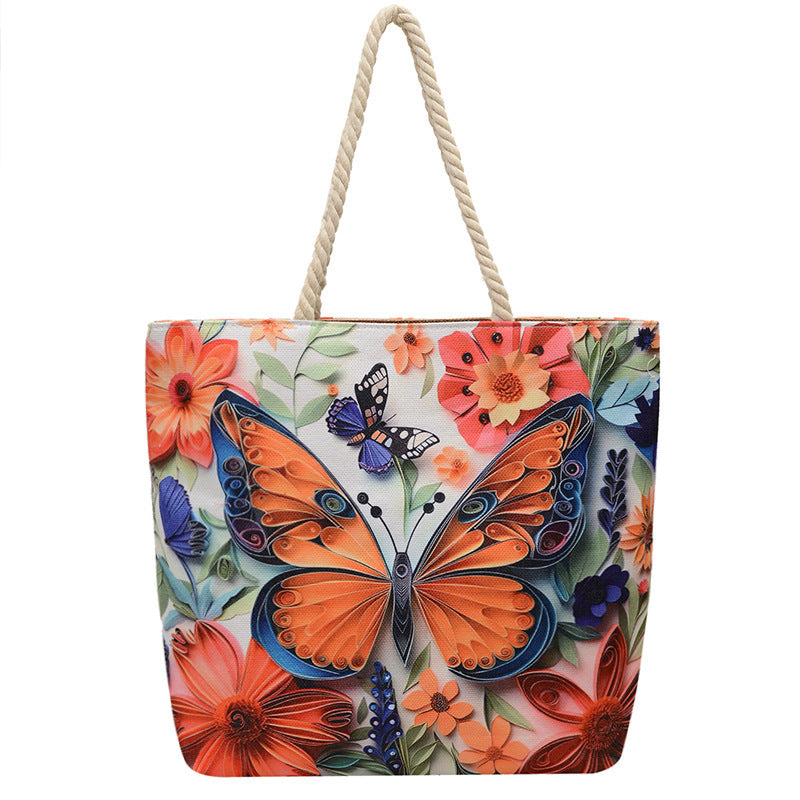 Canvas Fashion Linen Cotton String Shoulder Bag Simple Handbag