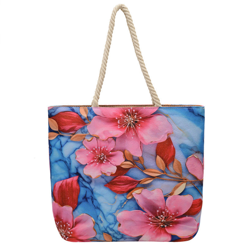 Canvas Fashion Linen Cotton String Shoulder Bag Simple Handbag