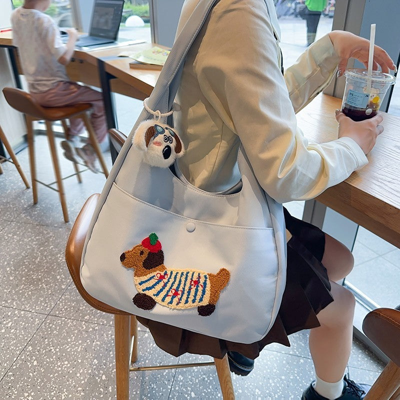 Japanese Style Large Capacity Cute Sausage Dog Commuting Shopping Bag