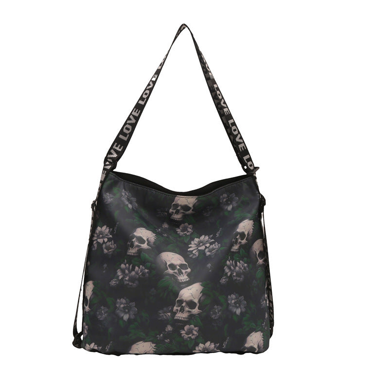 Women's Creative Skull Personality Large Capacity Nylon Shoulder Bag