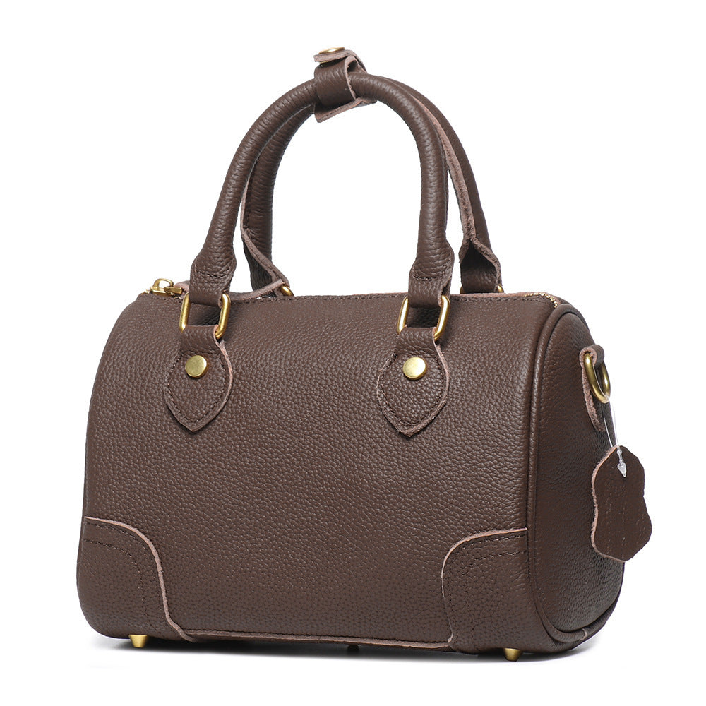 New Handmade First Layer Cowhide Portable Boston Bag Fashion All-match Casual