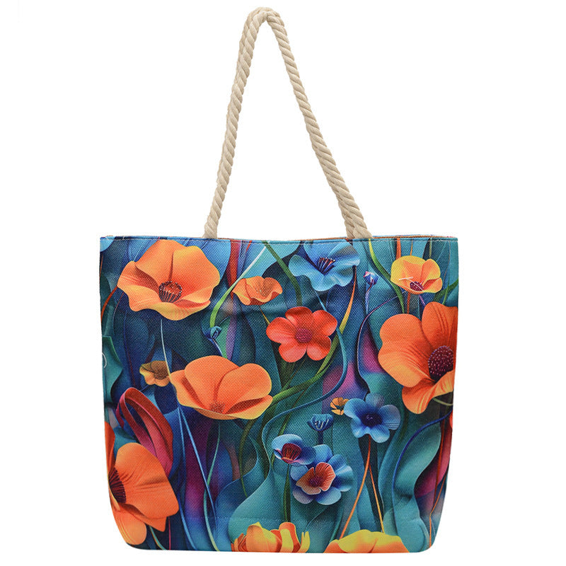 Canvas Fashion Linen Cotton String Shoulder Bag Simple Handbag