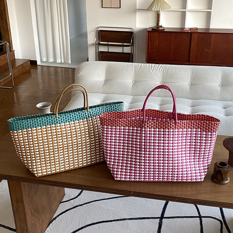 New Pet Woven Beach Large Capacity Portable Vegetable Basket Bag