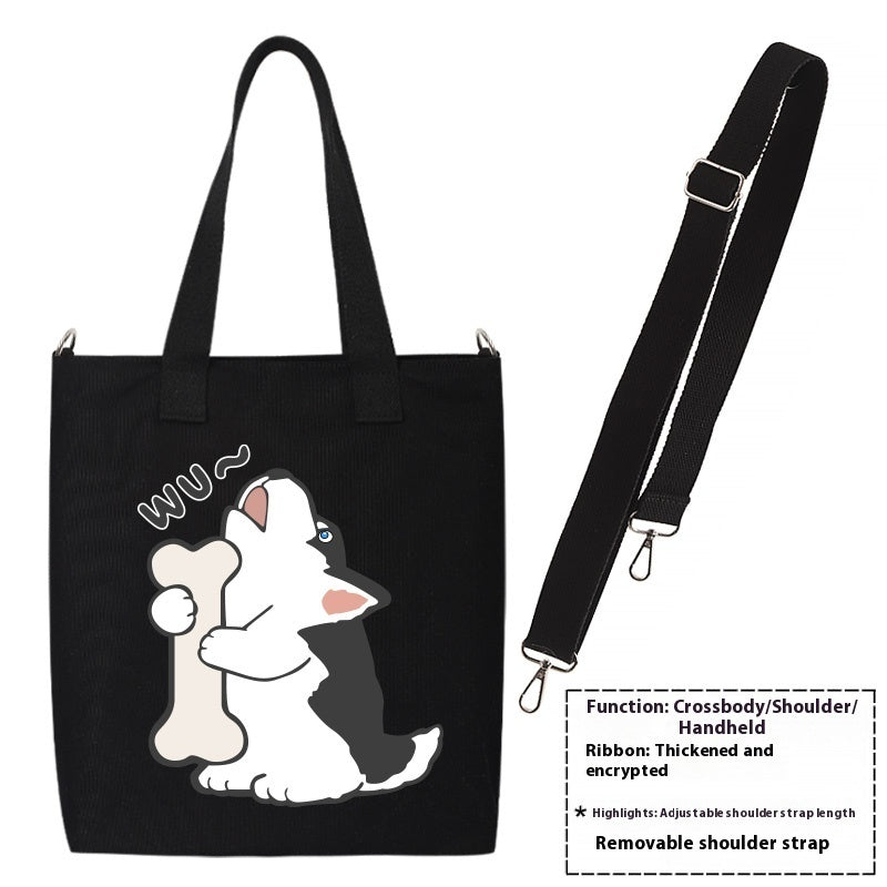 Shiba Inu Male And Female Shoulder Bag Canvas Large Capacity