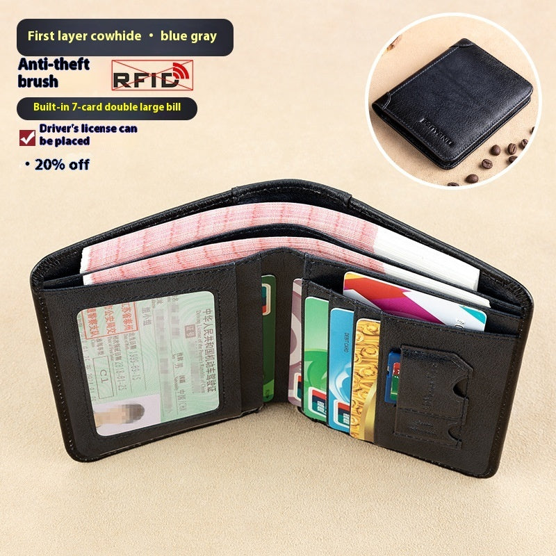 Men's Wallet RFID Anti-theft Swiping Ultra-thin First Layer Cowhide