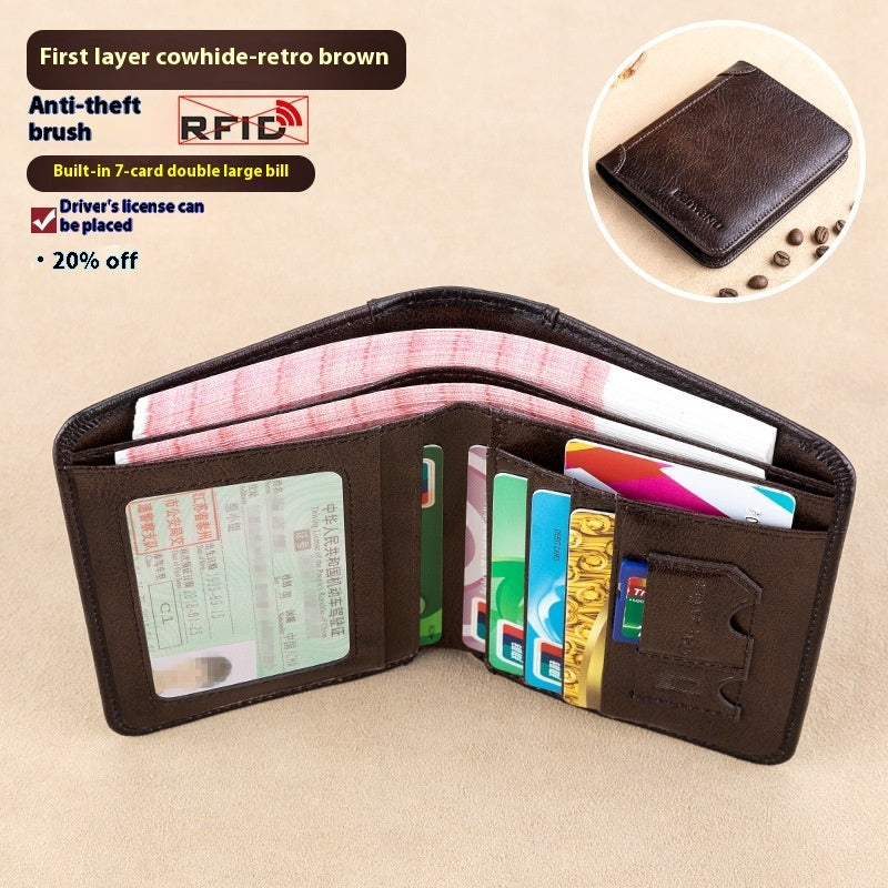 Men's Wallet RFID Anti-theft Swiping Ultra-thin First Layer Cowhide