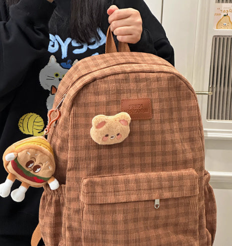 Japanese Ins Campus Retro Checked Backpack