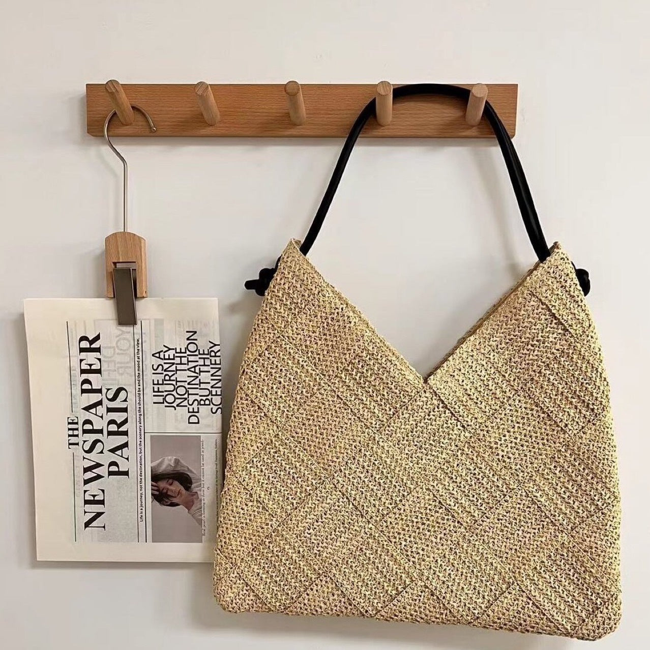 Women's Casual Hollow Shoulder Woven Bag