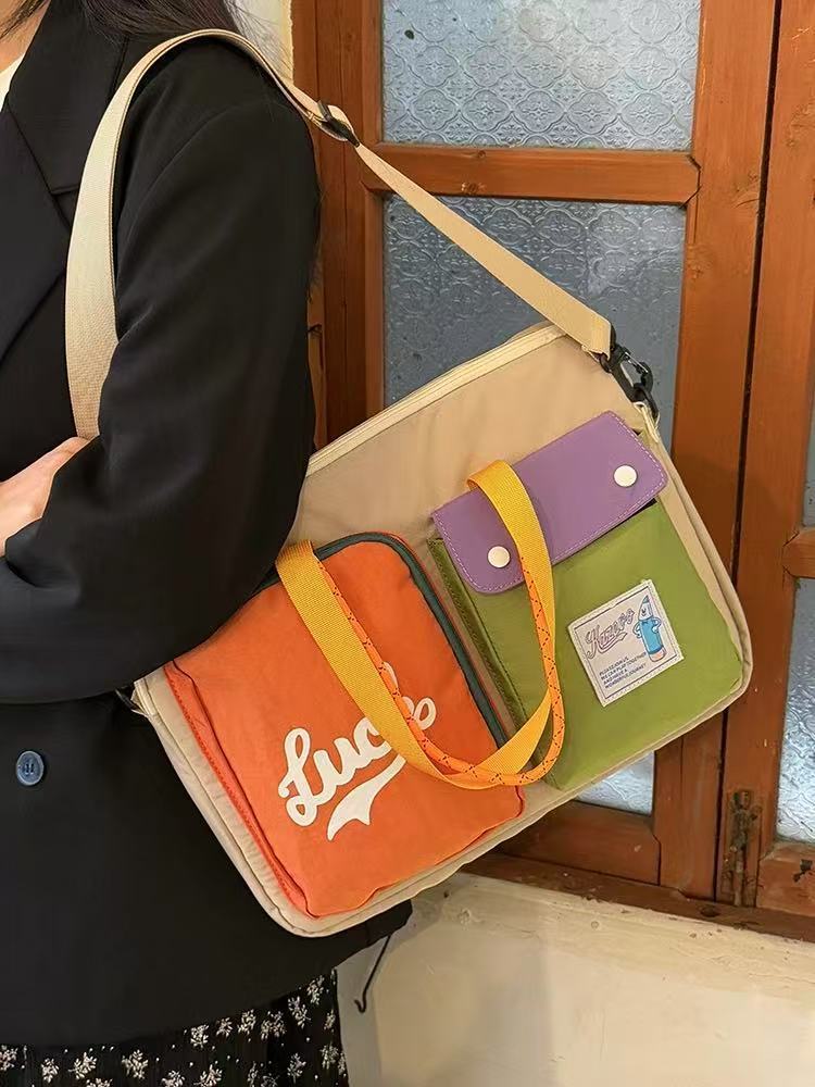 Japanese Dopamine Color Matching Crossbody Bag Large Capacity