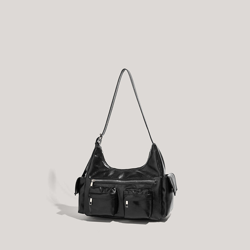 High-Grade Hot Girl Shoulder Motorcycle Bag Versatile Casual Multi-pocket Messenger Bag