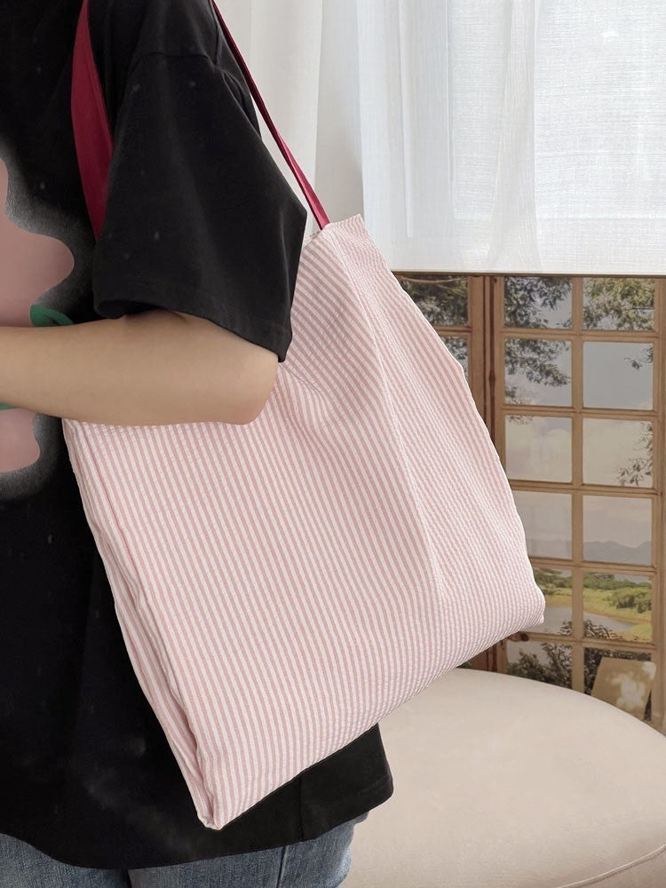 Plaid Canvas Multi-layer Tote Casual Shoulder Bag