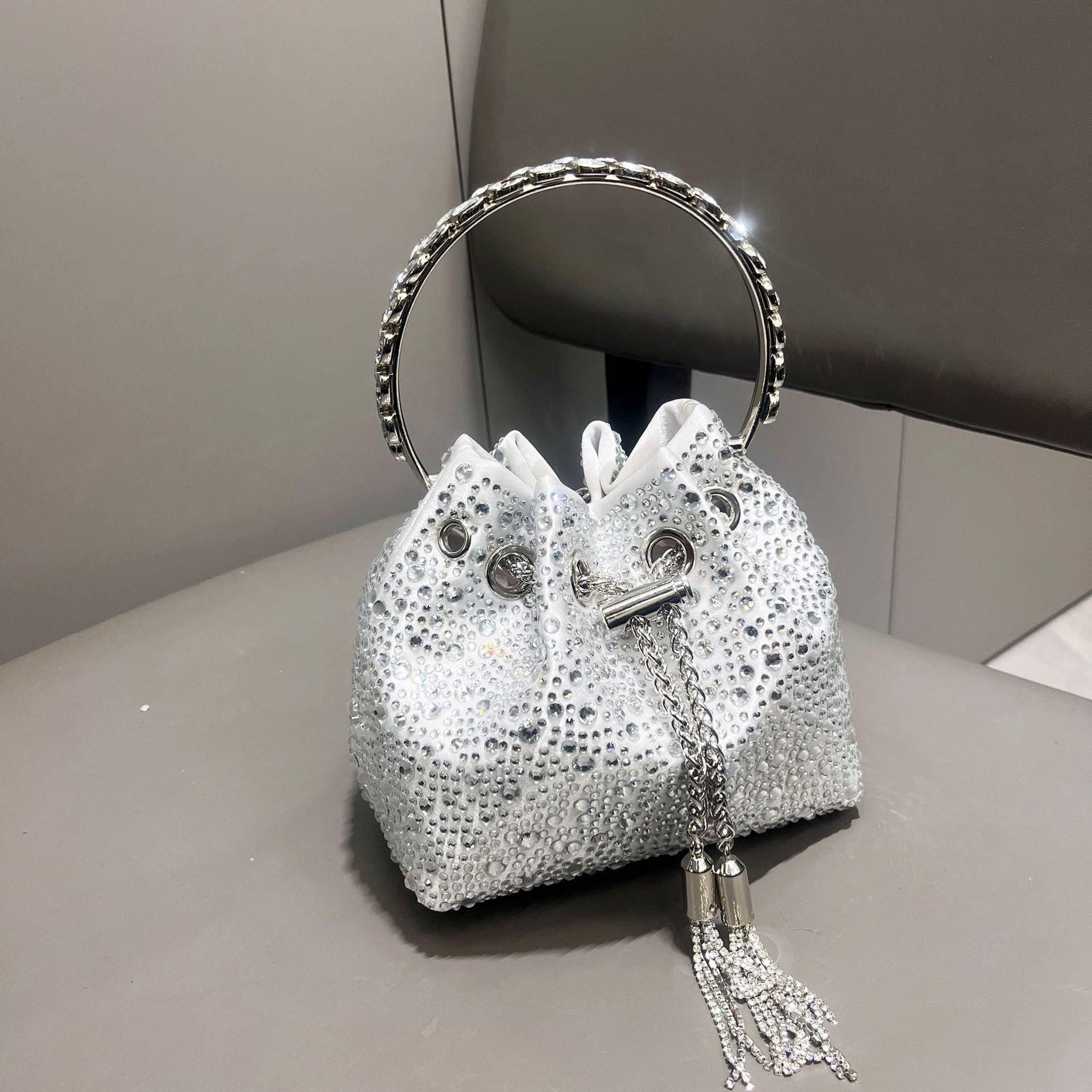 Drawstring Rhinestone Bag Shoulder Crossbody Handbag Women's Bag