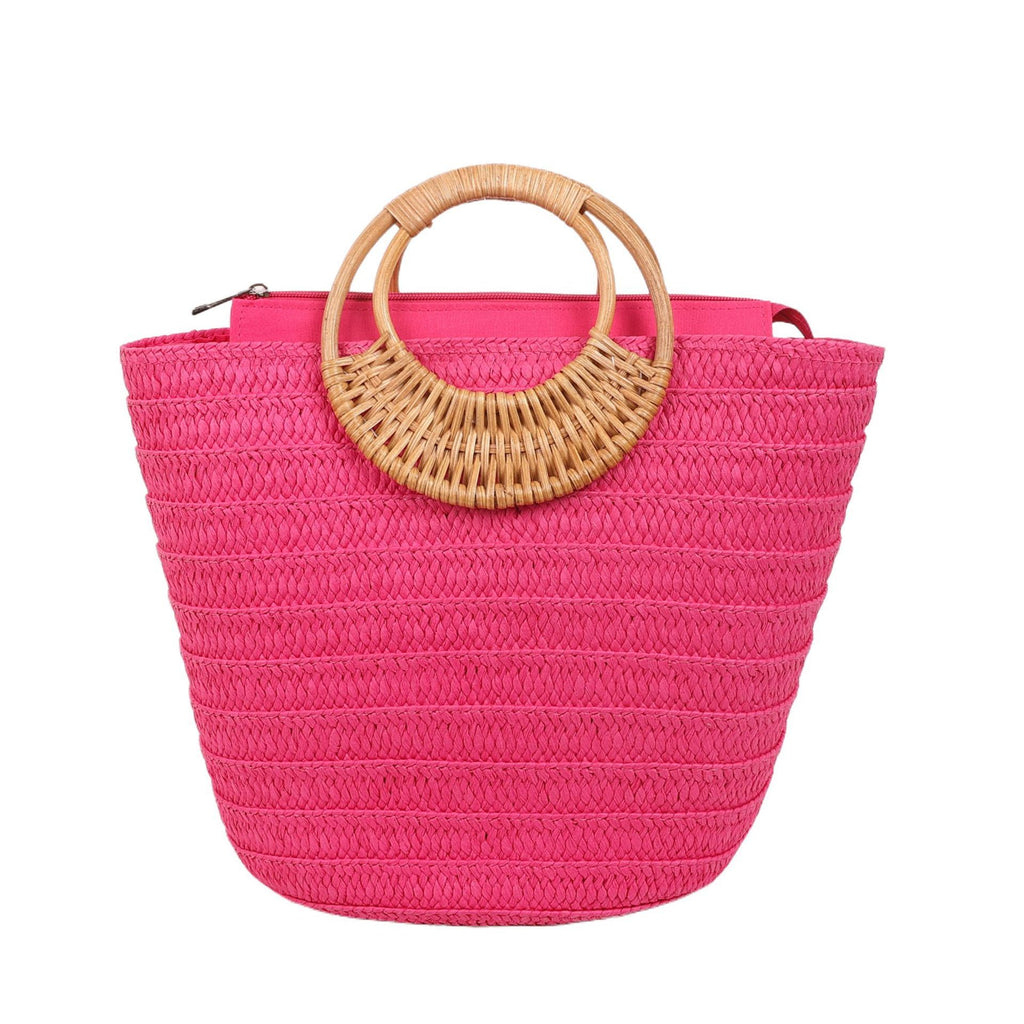 Seaside Ins Style Straw Bag Large Capacity Round Portable