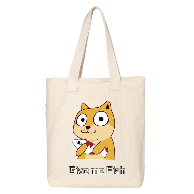 Shiba Inu Male And Female Shoulder Bag Canvas Large Capacity