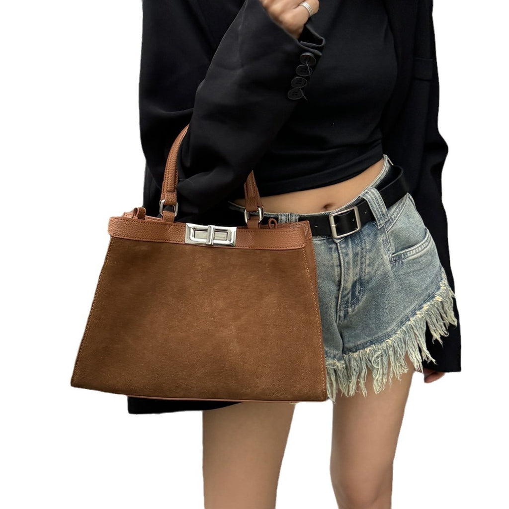 Frosted Cowhide All-match Commuter Shoulder Messenger Bag