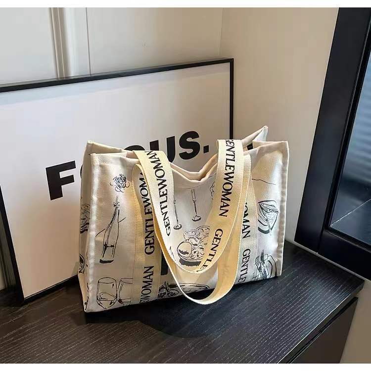 Large Capacity Canvas Women's Travel Tote Portable Shopping Bag