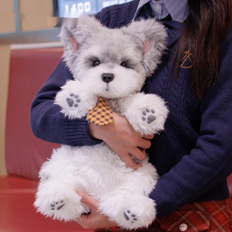 Schnauzer Backpack Backpack Simulation Plush Toy, Toy Figurine, Doll