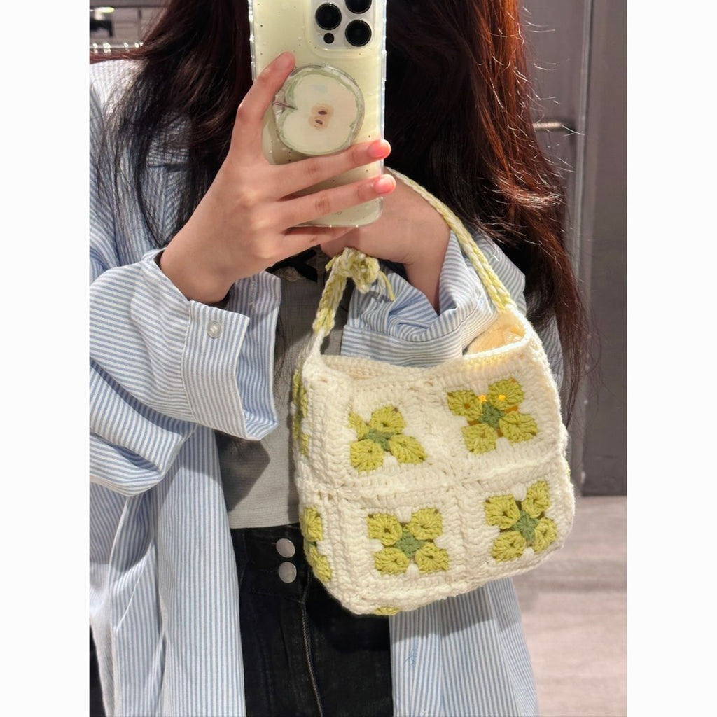 Handmade Crochet Cherry Blossom Romantic Style Handbag